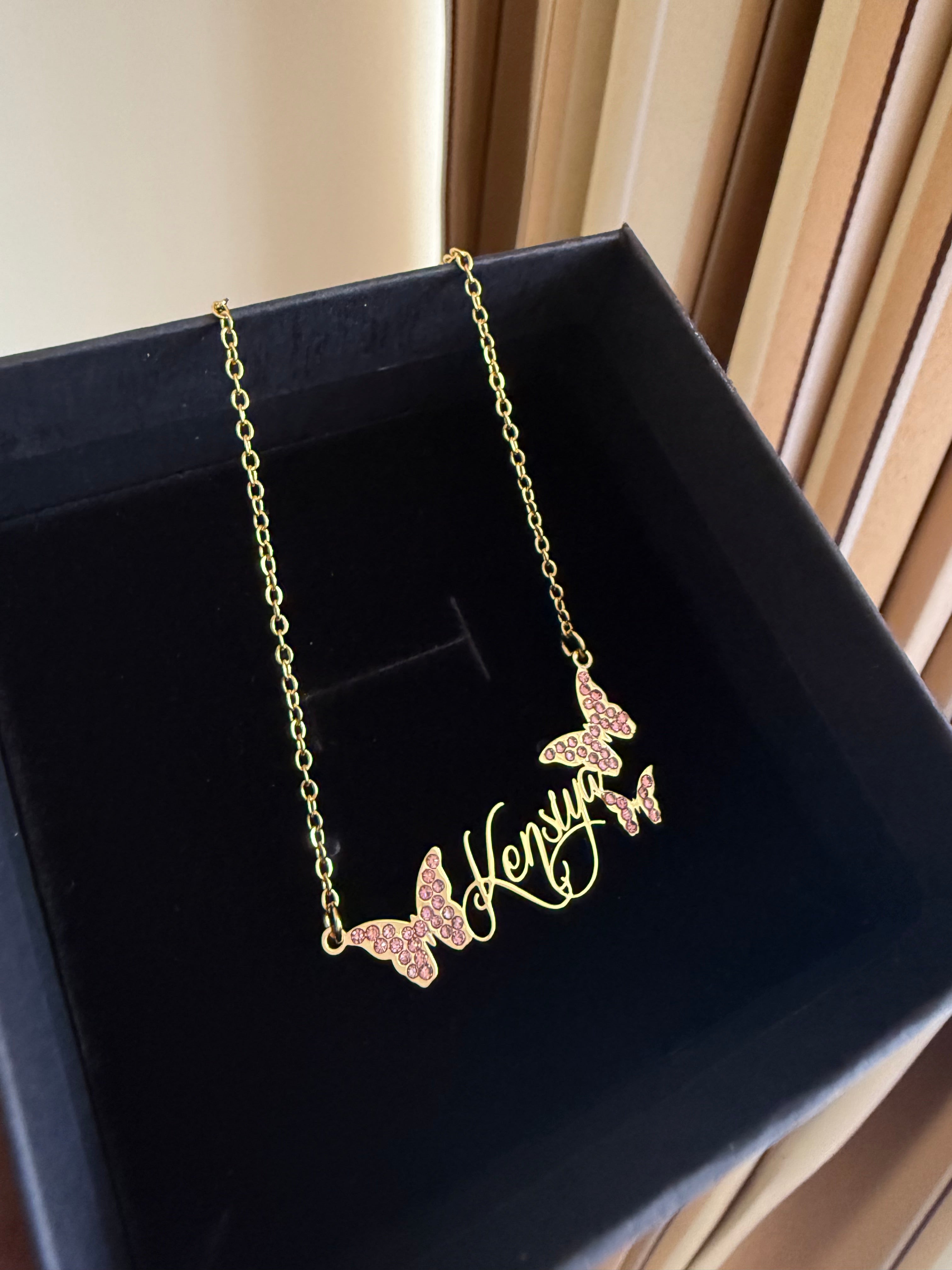 Pink butterfly name chain