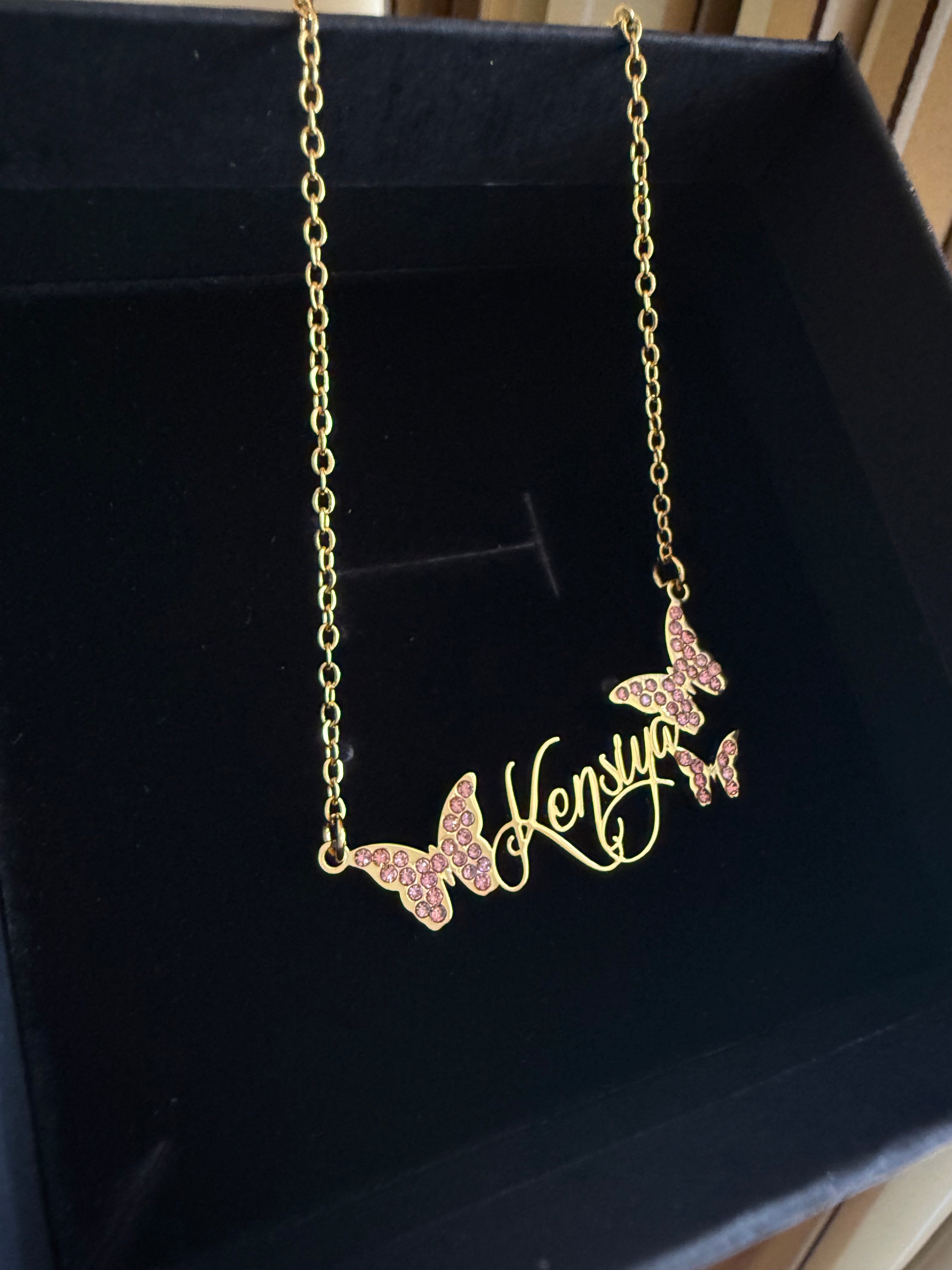 Pink butterfly name chain