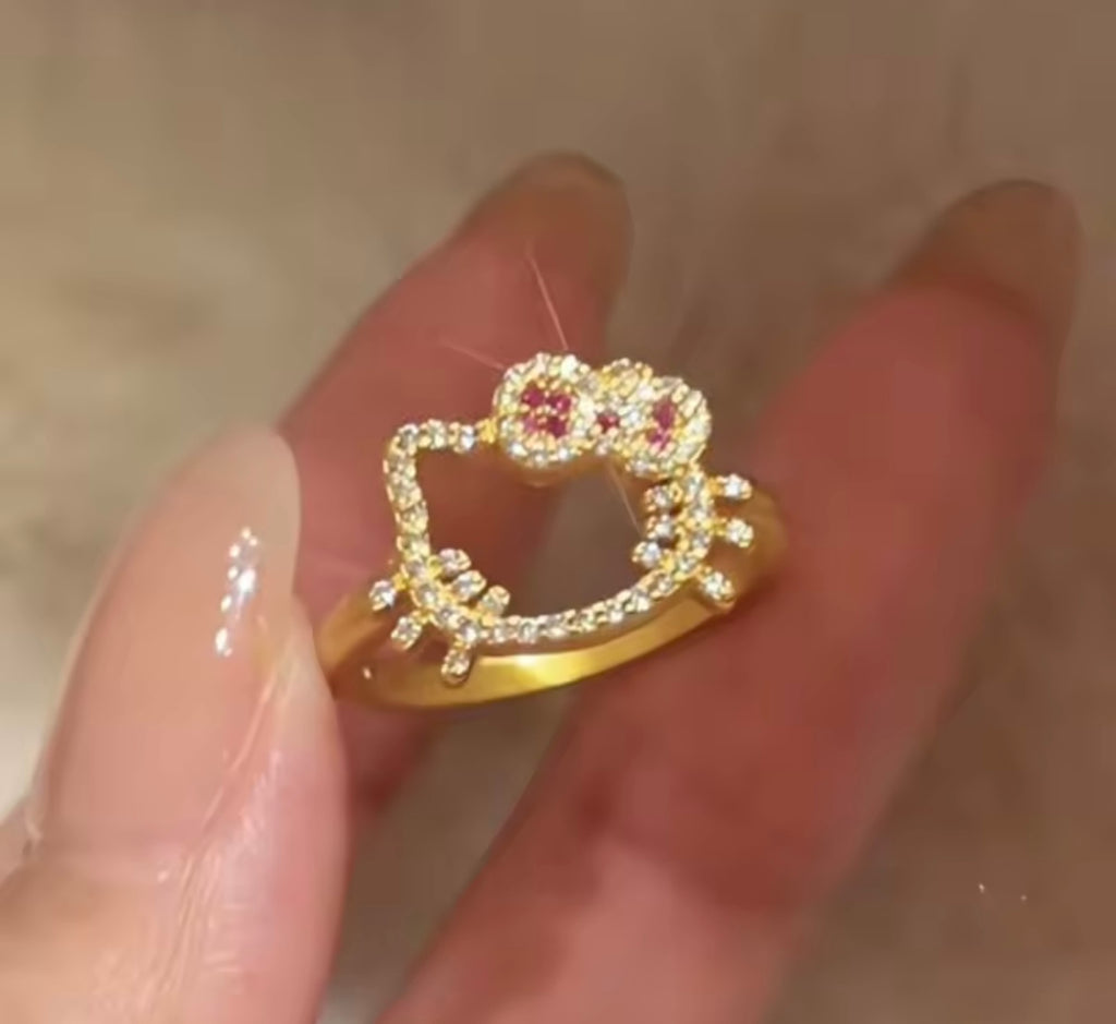 HK gold rhinestone ring