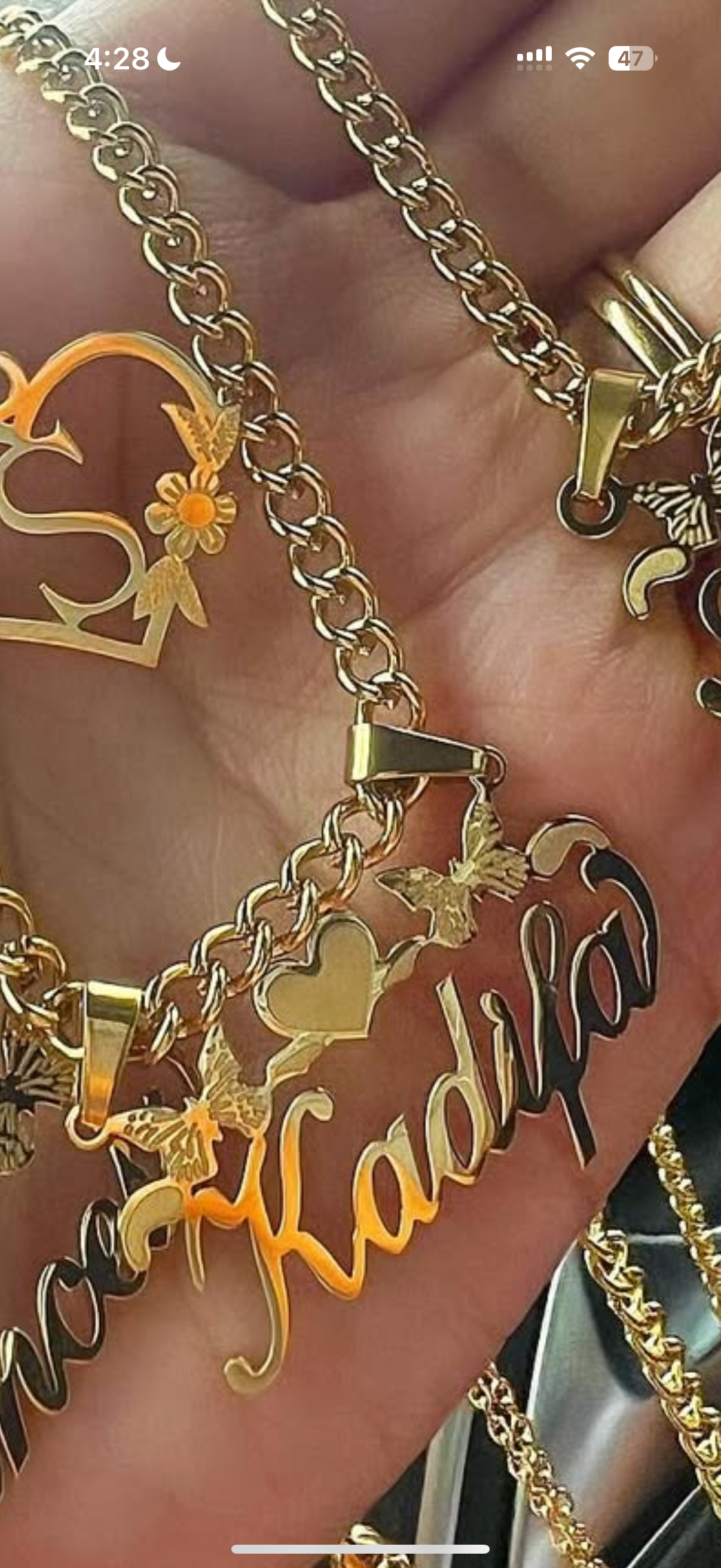 Butterfly script necklace