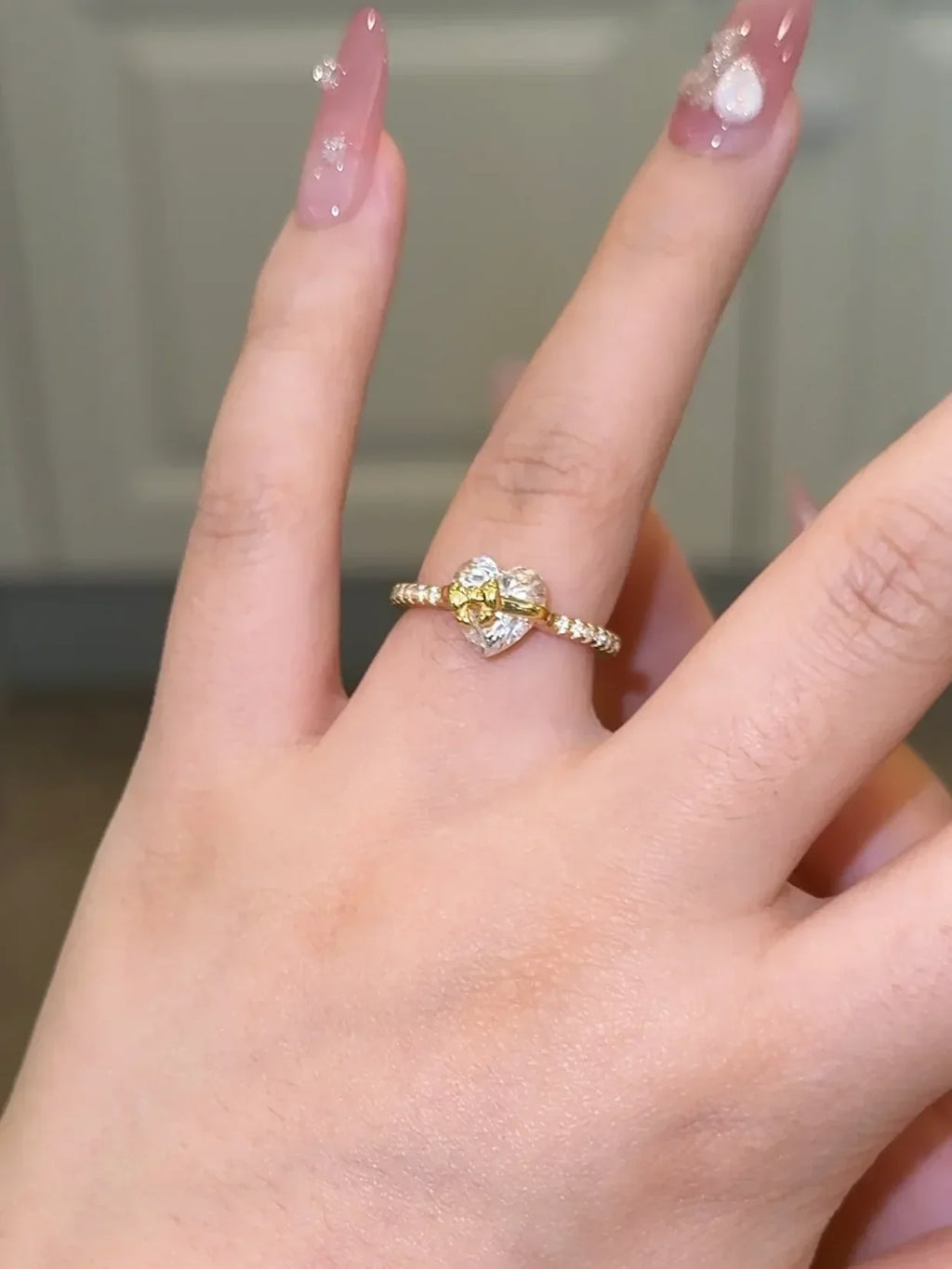 Bow heart promise ring