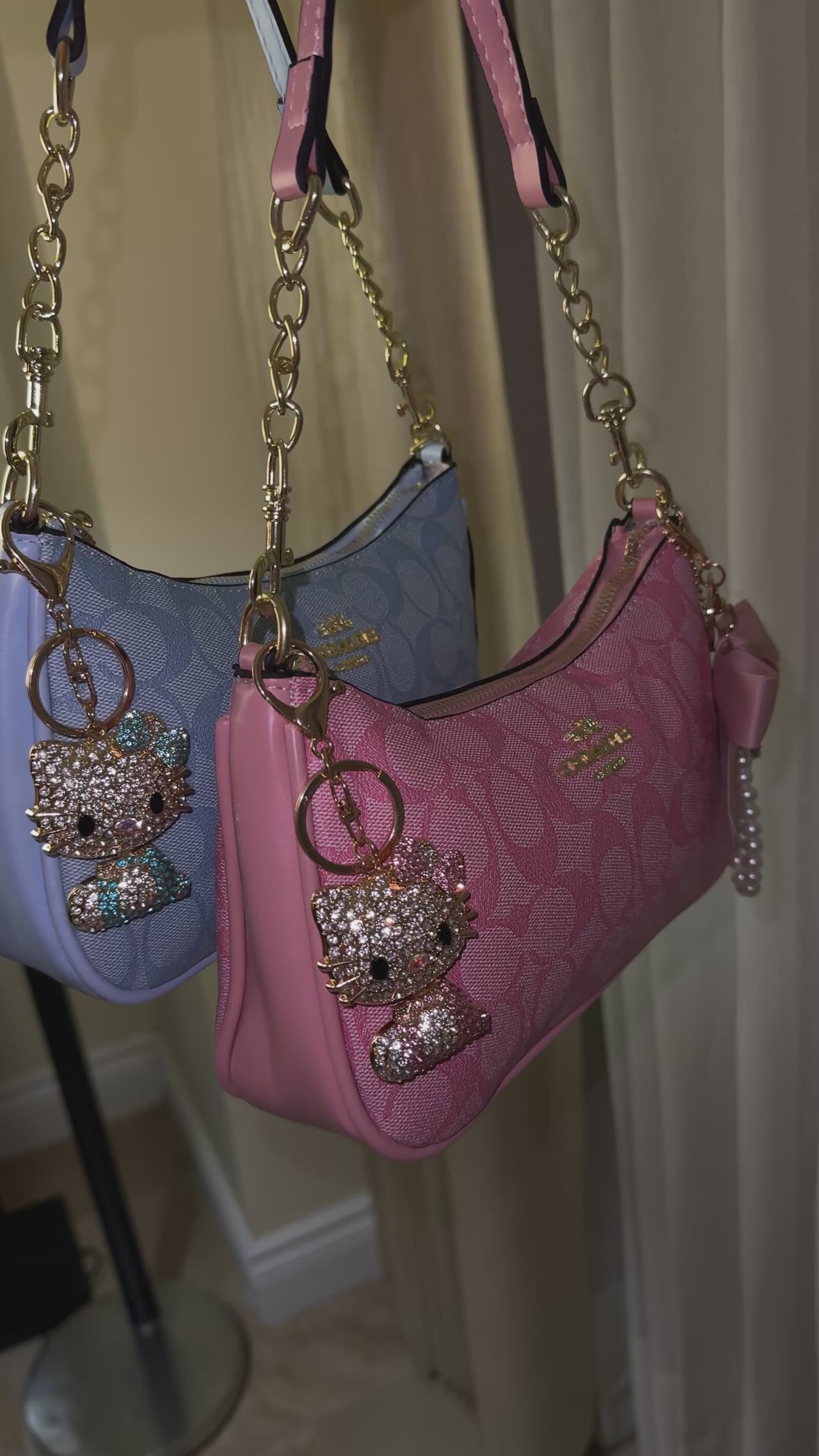Pink/ blue HK purse with charm